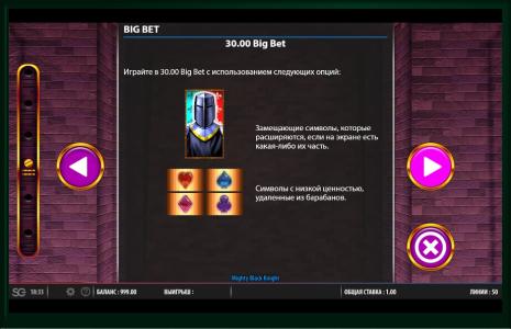 Mighty Black Knight Slot Machine Paytable Screen