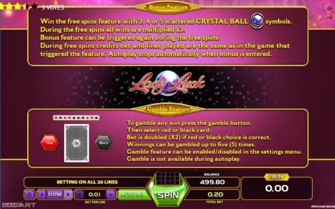 Lady Luck Slot Machine Free Spins Bonus Screen