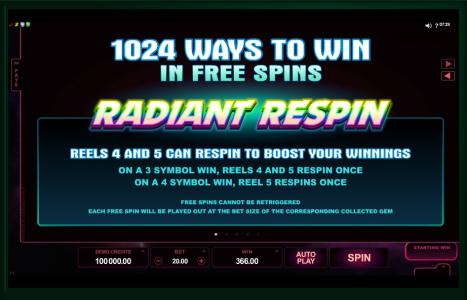StarDust Slot Machine - Free Spins and 1024 Ways to win Screen
