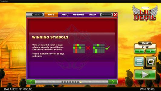 Lil Devil Slot Machine Paylines Screen