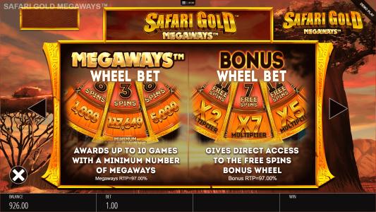 Safari Gold Megaways Slot Machine Free Spins Bonus Screen