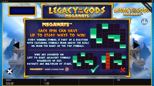 Legacy Of The Gods Megaways Slot Machine Paylines Screen