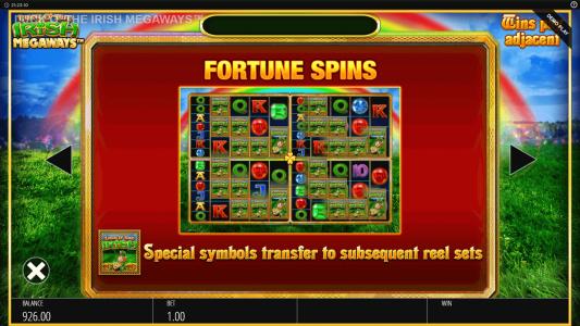 Luck O The Irish Megaways Slot Machine Fortune Spins Feature Screen