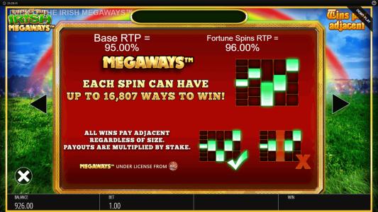 Luck O The Irish Megaways Slot Machine Paylines Screen