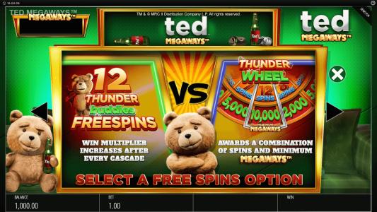 Ted Megaways Slot Machine Free Spins Bonus Screen