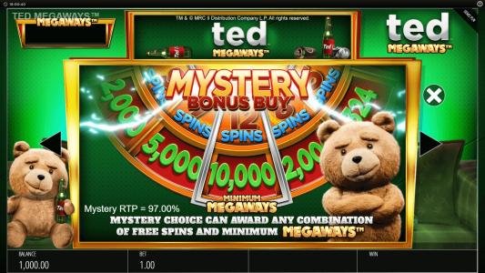 Ted Megaways Slot Machine Free Spins Bonus Screen