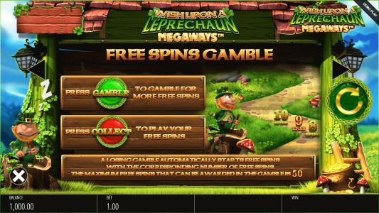 Wish Upon A Leprechaun Megaways Slot Machine Free Spins Bonus Screen