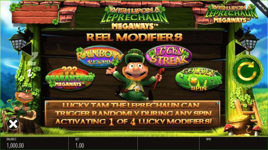 Wish Upon A Leprechaun Megaways Slot Machine Reel Modifiers Screen