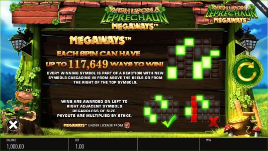 Wish Upon A Leprechaun Megaways Slot Machine Paylines Screen