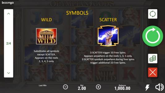 Olympian Gods Slot Machine Scatter Awards and Wild Symbol Screen