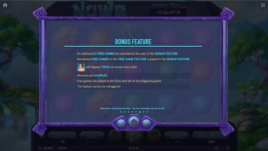 Nuwa Slot Machine Bonus Feature Screen