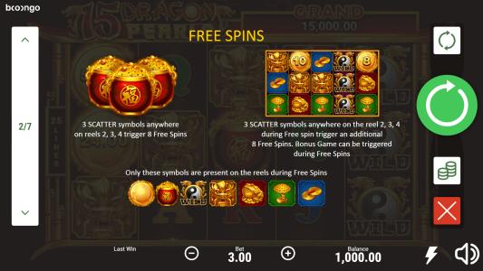 15 Dragon Pearls Slot Machine Free Spins Bonus Screen