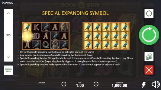 Book of Sun Choice Slot Machine Symbols Feature Screen