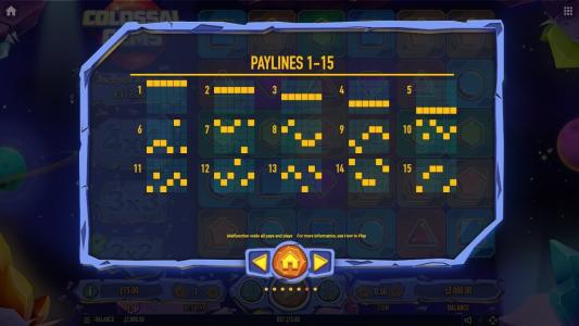 Colossal Gems Slot Machine Paylines Screen