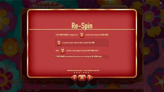 Slot Machine Re-Spins Bonus Screen