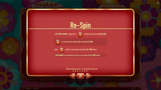 Slot Machine Re-Spins Bonus Screen