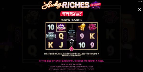 Lucky Riches Hyperspins Slot Machine Respin Feature Screen