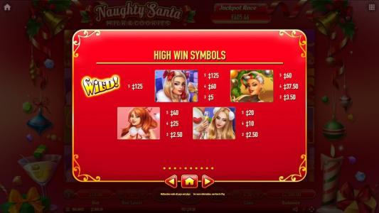 Naughty Santa Slot Machine Paytable and Paylines Screen