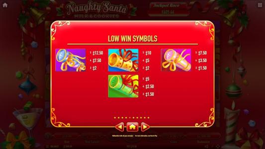 Naughty Santa Slot Machine Paytable and Paylines Screen