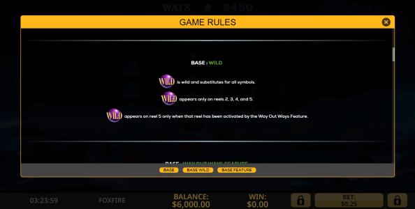 Fox Fire Slot Machine Wild Symbol Screen