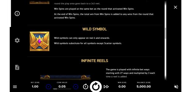 Gods of Gold Infinireels Slot Machine Wild Symbol Screen