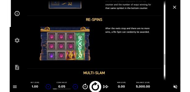 Gods of Gold Infinireels Slot Machine Re-Spins Bonus Screen