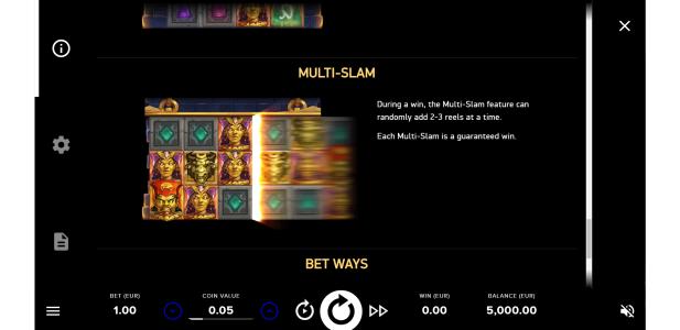 Gods of Gold Infinireels Slot Machine Multi-Slam Feature Screen