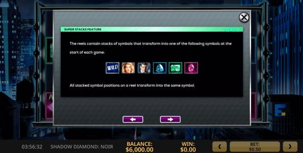 Shadow Diamond Noir Slot Machine Scatter Awards and Wild Symbol Screen