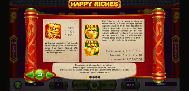 Happy Riches Slot Machine Free Spins Bonus Screen