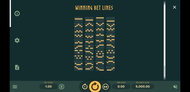 Druids Dream Slot Machine Paylines Screen