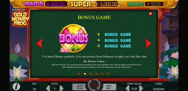 Gold Money Frog Slot Machine Bonus Game Screen