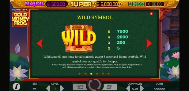 Gold Money Frog Slot Machine Wild Symbol Screen
