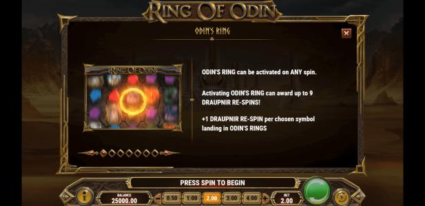 Ring of Odin Slot Machine Re-Spins Bonus Screen