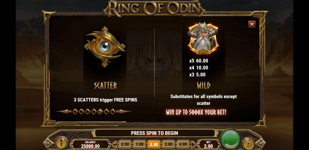 Ring of Odin Slot Machine Scatter Awards and Wild Symbol Screen