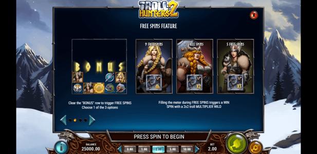 Troll Hunters 2 Slot Machine Free Spins Bonus Screen