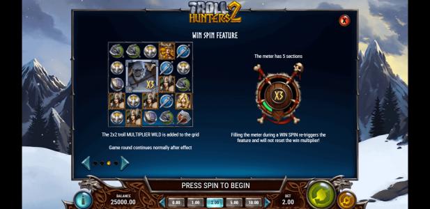 Troll Hunters 2 Slot Machine Win Spin Feature Screen