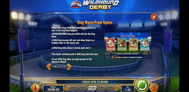 Wildhound Derby Slot Machine Free Spins Bonus Screen