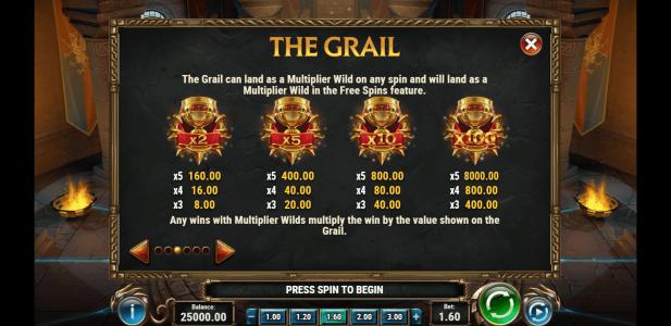 The Sword and The Grail Slot Machine Wild Symbol Screen