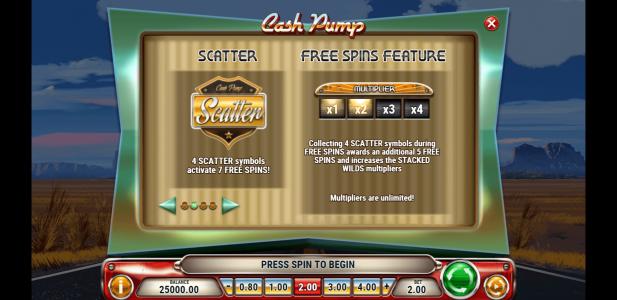 Cash Pump Slot Machine Free Spins Bonus Screen