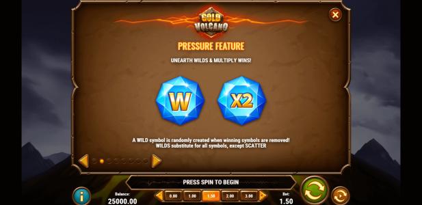 Gold Volcano Slot Machine Pressure Feature Screen