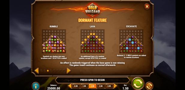 Gold Volcano Slot Machine Dormant Feature Screen