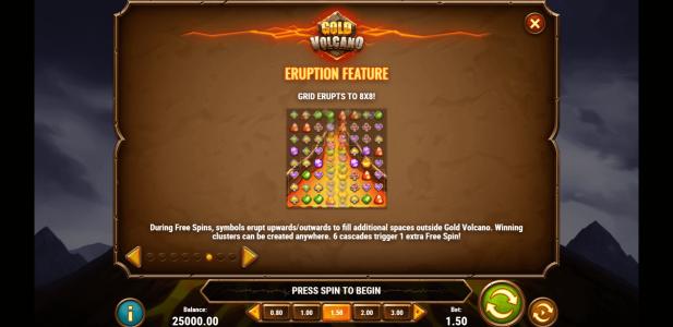 Gold Volcano Slot Machine Eruption Feature Screen