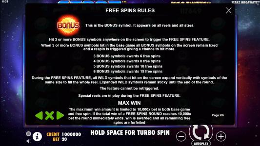 Starz Megaways Slot Machine Free Spins Bonus Screen