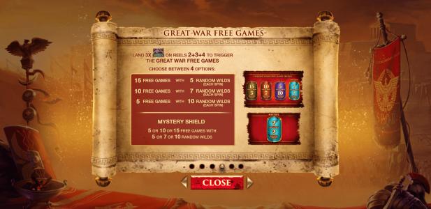 Shields of Rome Slot Machine Free Game Screen