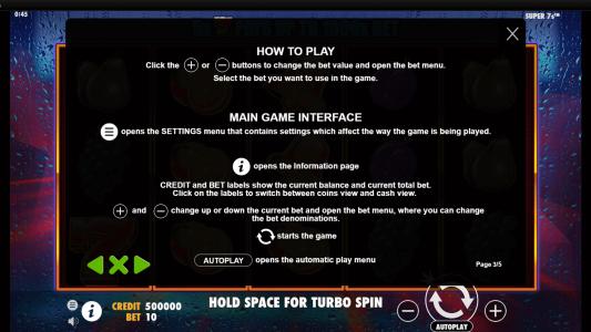 Super 7s Slot Machine Game Rules Screen