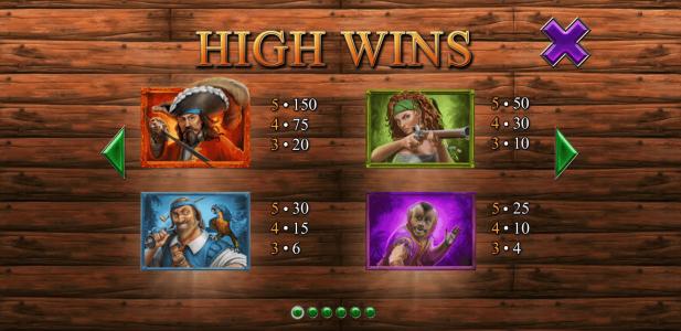 Buccaneer Blast Slot Machine Paytable Screen