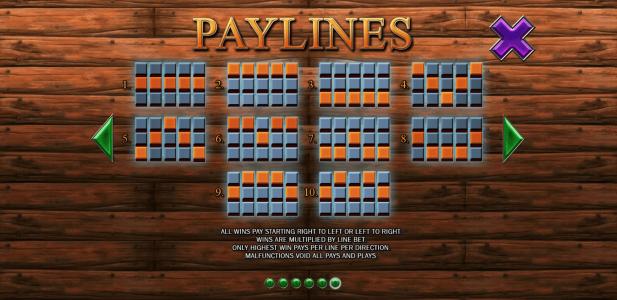 Buccaneer Blast Slot Machine Paylines Screen