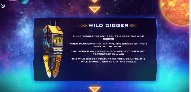 Space Digger Slot Machine Wild Symbol Screen