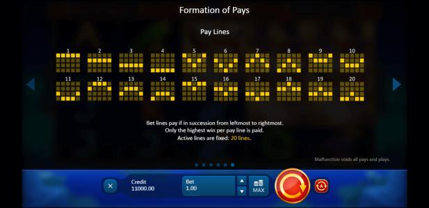 Solar Queen Slot Machine Paylines Screen