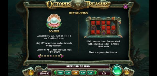 Octopus Treasure Slot Machine RE-Spins Bonus Screen